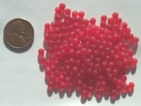 200 4mm Round Matte Red Glass Beads